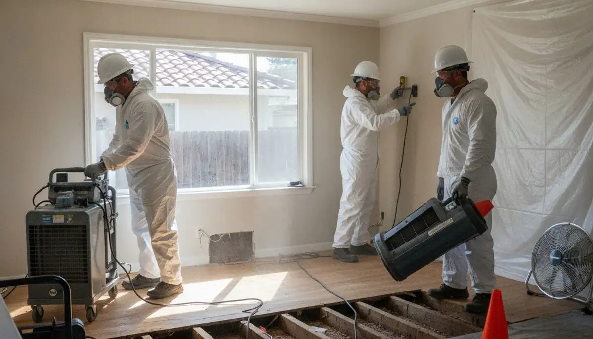 Water damage restoration team in Berkeley, CA providing emergency cleanup and drying services