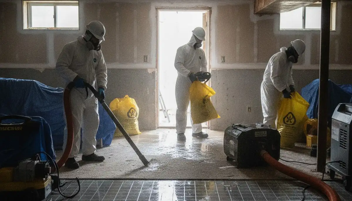 Berkeley, CA water damage restoration team removing moisture from a home after pipe leak
